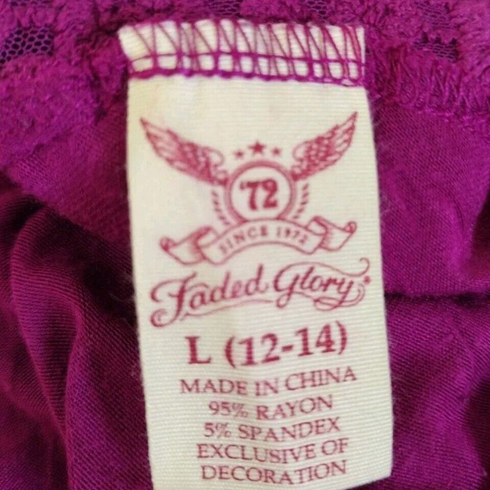 Casual Magenta Top Blouse Womens Embroidered V-Neck Long Sleeve Size 12-14 - Picture 11 of 11